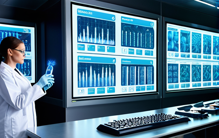 **Pharmaceutical Revolution:** A futuristic laboratory filled with holographic molecular models. Scientists in lab coats are analyzing data on transparent screens. Glowing particles highlight the potential of quantum computing for drug discovery. The scene should convey scientific advancement and hope.